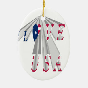 Ornement Ovale En Céramique Patriotisme effarant : I Love USA Perspective Art