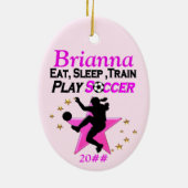 ORNEMENT OVALE EN CÉRAMIQUE PERSONNALISÉ ET DATÉ ORNAMENT DE FILLES DE FOOTBAL (Dos)