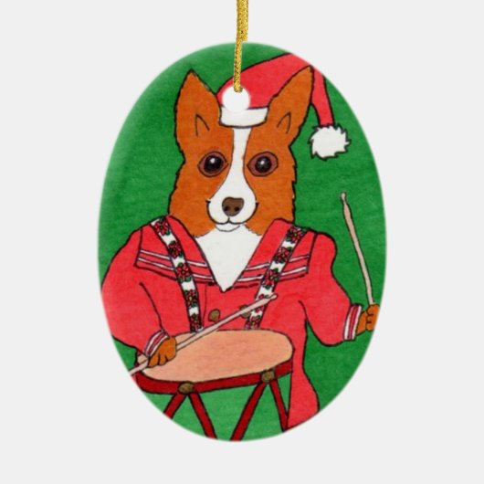 Ornement Ovale En Céramique Petit garçon de batteur (Devant)