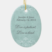 Ornement Ovale En Céramique Photo du Fiançailles mariage Damask (Dos)
