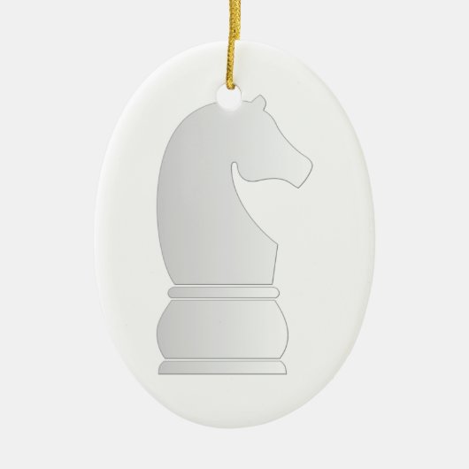 Ornement Ovale En Céramique Pièce d'échecs de chevalier blanc (Devant)
