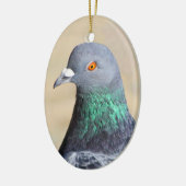 Ornement Ovale En Céramique Pigeon (Gauche)