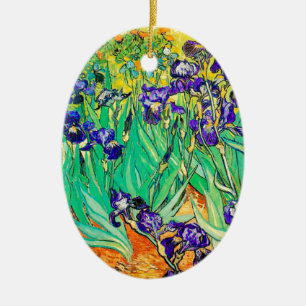 Ornement Ovale En Céramique PixDezines van gogh iris/st. remy