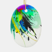 Ornement Ovale En Céramique Plaques de peinture Peacock Abstraites (Dos)