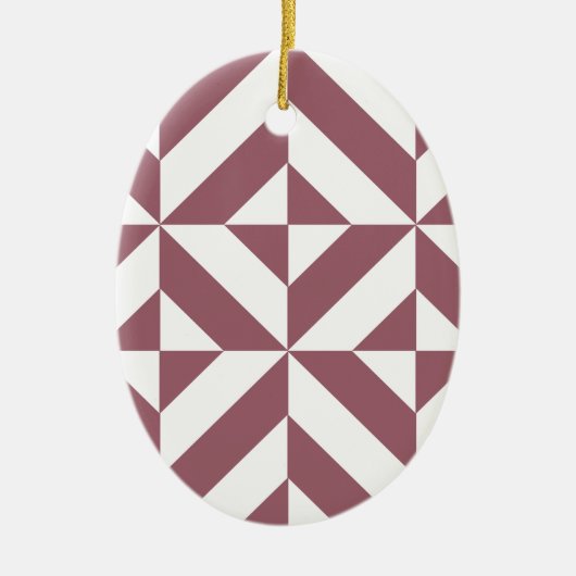 Ornement Ovale En Céramique Plum Geometric Deco Cube Pattern (Devant)