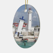 Ornement Ovale En Céramique Porto Morelos Lighthouse (Gauche)