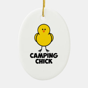 Ornement Ovale En Céramique Poussin de camping