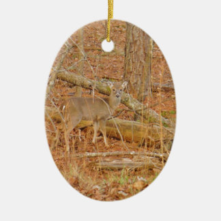Ornement Ovale En Céramique Premier hiver du Cerf de Bébé