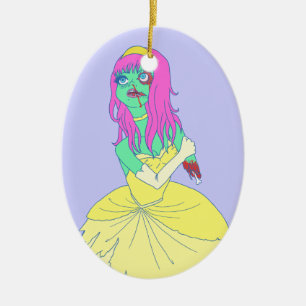 Ornement Ovale En Céramique Princesse de zombi
