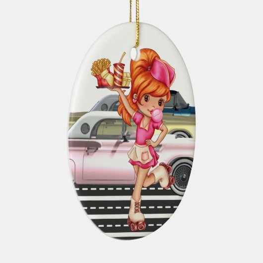 Ornement Ovale En Céramique Professions - Serveuse - SRF (Droite)