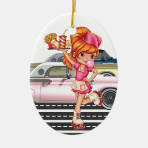 Ornement Ovale En Céramique Professions - Serveuse - SRF