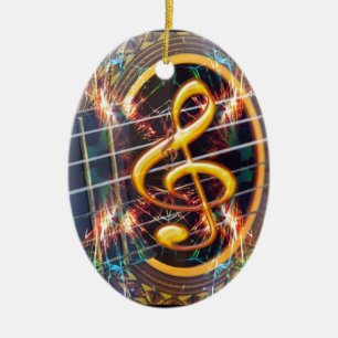 Ornement Ovale En Céramique Psychadélique Accoustique Guitare, conception de l