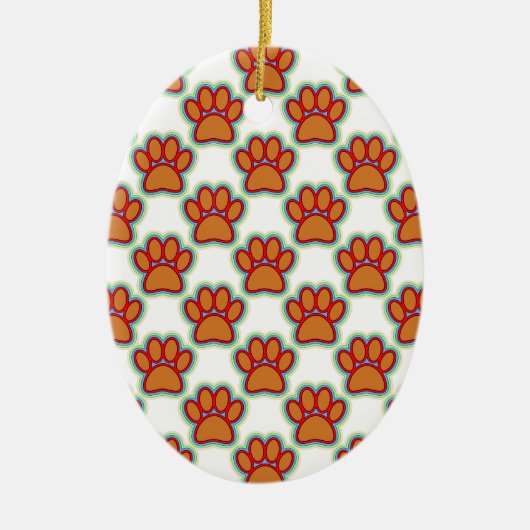 Ornement Ovale En Céramique Puppy Paws (Devant)