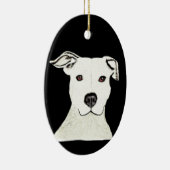Ornement Ovale En Céramique Race de chien de Pitbull (Droite)