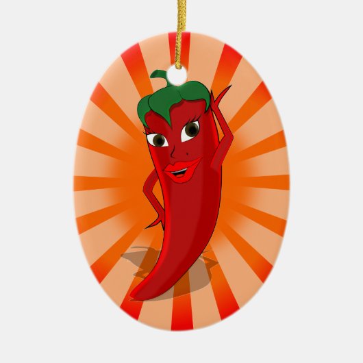Ornement Ovale En Céramique Red Pepper Superstar (Devant)