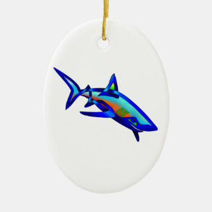 Ornement Ovale En Céramique Requin de piscine