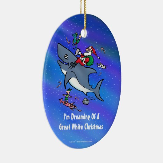 Ornement Ovale En Céramique Rêver D'Un Grand Noël De Requin Blanc (Droite)
