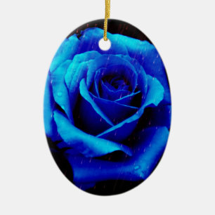 Ornement Ovale En Céramique Rose bleu spectaculaire