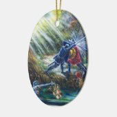 Ornement Ovale En Céramique ROSE OUBLIÉ combattant les chevaliers, l'argent et (Gauche)