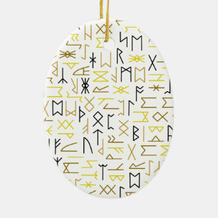 Ornement Ovale En Céramique Runes