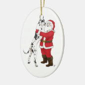 Ornement Ovale En Céramique Salutation Jowly de Noël de great dane (Gauche)