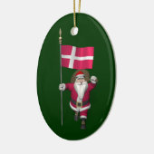 Ornement Ovale En Céramique Santa Claus Avec L'Ensigne Danemark Dannebrog (Gauche)