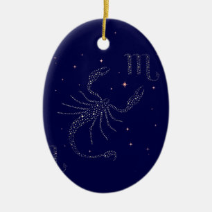 Ornement Ovale En Céramique scorpio étoiles