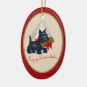 Ornement Ovale En Céramique Scottish Terrier Scottie Chien avec cadeau et arbr (Gauche)