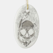 Ornement Ovale En Céramique Scuba Diver personnalisé Crâne Noël (Droite)