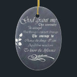 Ornement Ovale En Céramique Serenity Prière Chalkboard Cadeaux - vintage tenda<br><div class="desc">La merveilleuse Prière de Sérénité dit : Dieu me donne la sérénité d'accepter les choses que je ne peux pas changer, le courage de changer les choses que je peux et la sagesse de connaître la différence. Il est écrit dans des polices de style tableau noir et du texte sur...</div>