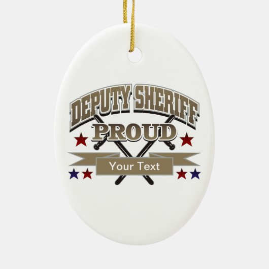 Ornement Ovale En Céramique Shérif adjoint fier fait sur commande (Dos)