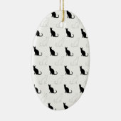 Ornement Ovale En Céramique Silhouettes de chats noirs et blancs (Droite)