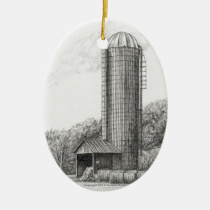 Ornement Ovale En Céramique Silo cultivant l'ornement