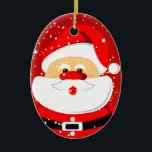 Ornement Ovale En Céramique Soirée de Noël du Père Noël<br><div class="desc">Mignons ornement de Noël du Père Noël.</div>