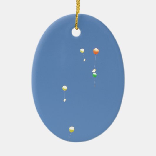 Ornement Ovale En Céramique Souhaitez des ballons dans le ciel bleu (Devant)