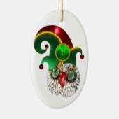 ORNEMENT OVALE EN CÉRAMIQUE ST PATRICK JEWEL OWL ET ELF CASQUETTE AVEC SHAMROC (Droite)