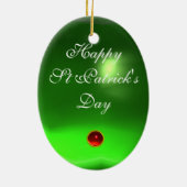 ORNEMENT OVALE EN CÉRAMIQUE ST PATRICK JEWEL OWL ET ELF CASQUETTE AVEC SHAMROC (Dos)