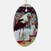 Ornement Ovale En Céramique STORK BÉBÉ GARÇON DOUCHE 3 MONOGRAM Rouge Ruby (Droite)