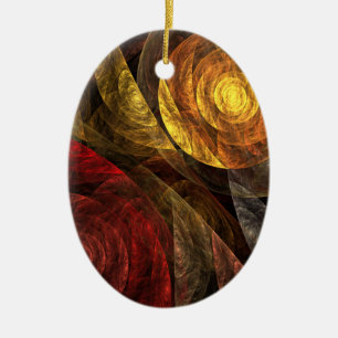 Ornement Ovale En Céramique Sun Flower Floral Moderne Art Motif Abstrait