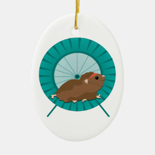 Ornement Ovale En Céramique Tapis roulant de hamster