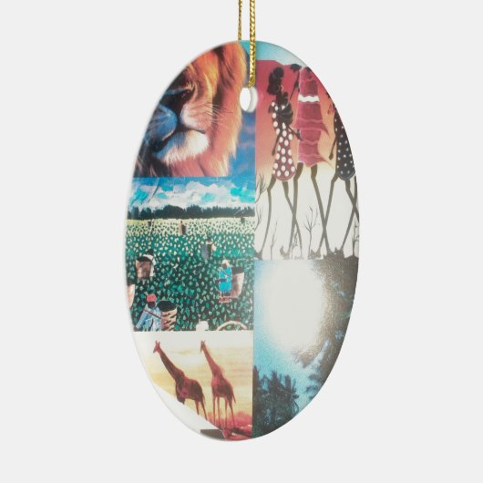 Ornement Ovale En Céramique Tapisserie kenyane : Faune, culture et plage côtiè (Droite)