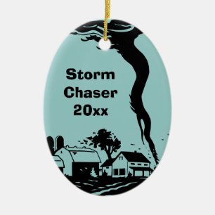 Ornement Ovale En Céramique Tempête Chaser Tornado Twister Météorologie