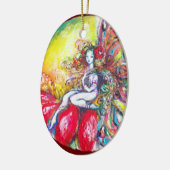 ORNEMENT OVALE EN CÉRAMIQUE TITANIA RED VIBRANT RUBY STAR (Gauche)