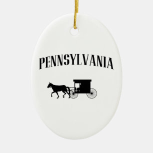 Ornement Ovale En Céramique Transport Amish de Pennsylvanie