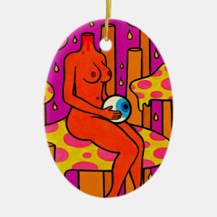 Ornement Ovale En Céramique Tristesse #1 de champignon