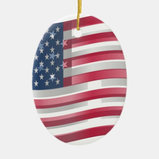 Ornement Ovale En Céramique USA Unites : Stripes & Stars en Gras Design (Devant)