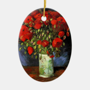 Ornement Ovale En Céramique Vase par Red Poppies Vincent van Gogh