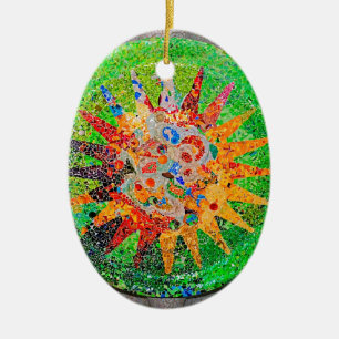 Ornement Ovale En Céramique Vert de détail de Gaudi