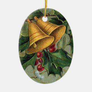 Ornement Ovale En Céramique Vintage Christmas Bells