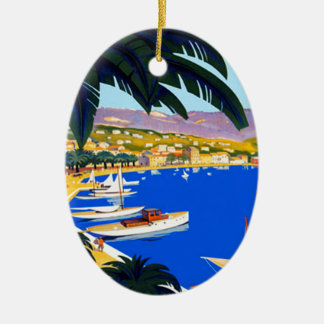 Ornement Ovale En Céramique Vintage Côte d'Azur